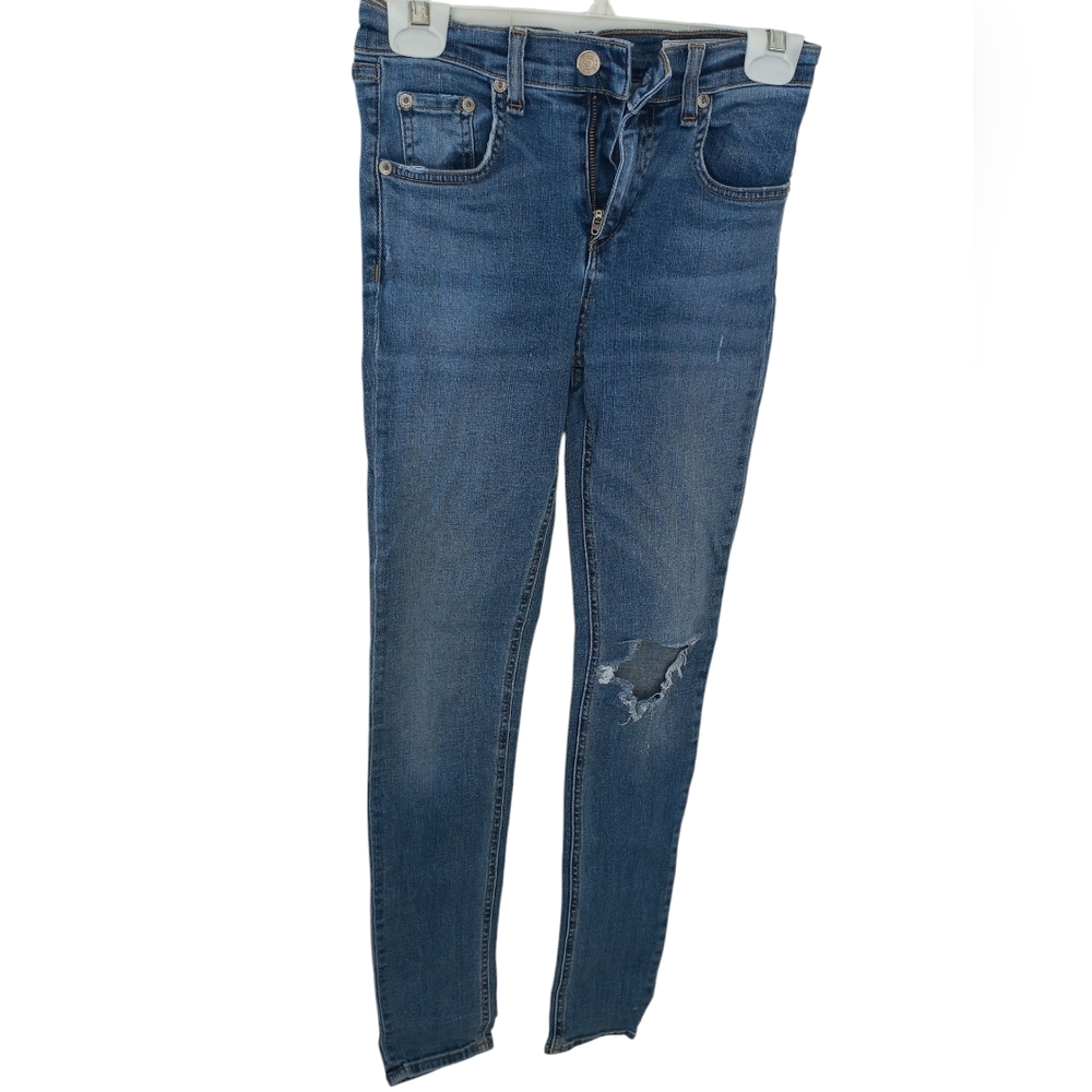 Rag & Bone Women's Mid-Rise Blue Distressed Skinny Jeans Size 25 US - Picture 3 of 16